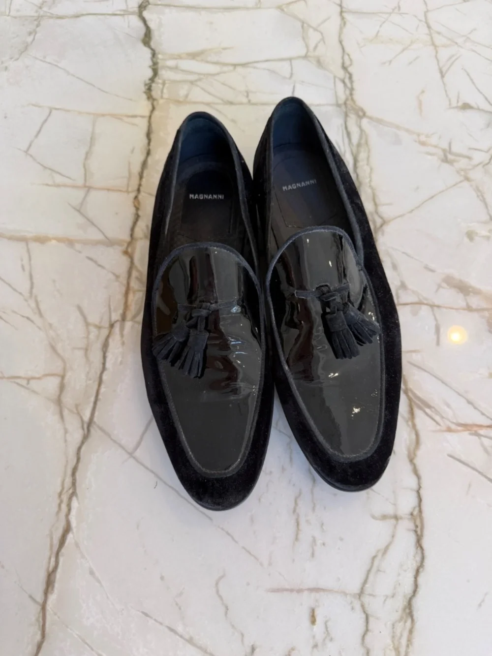 Magnanni velvet and leather dress loafers